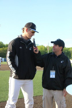 Langley speaks with Joe Labarbara after news he was drafted.