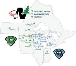 bismarck larks baseball, 2021 nwl team map, northwoods league teams, larks tickets