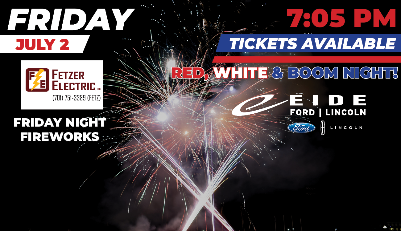 red white and boom, july 2nd larks game, single game larks tickets, bismarck larks tickets