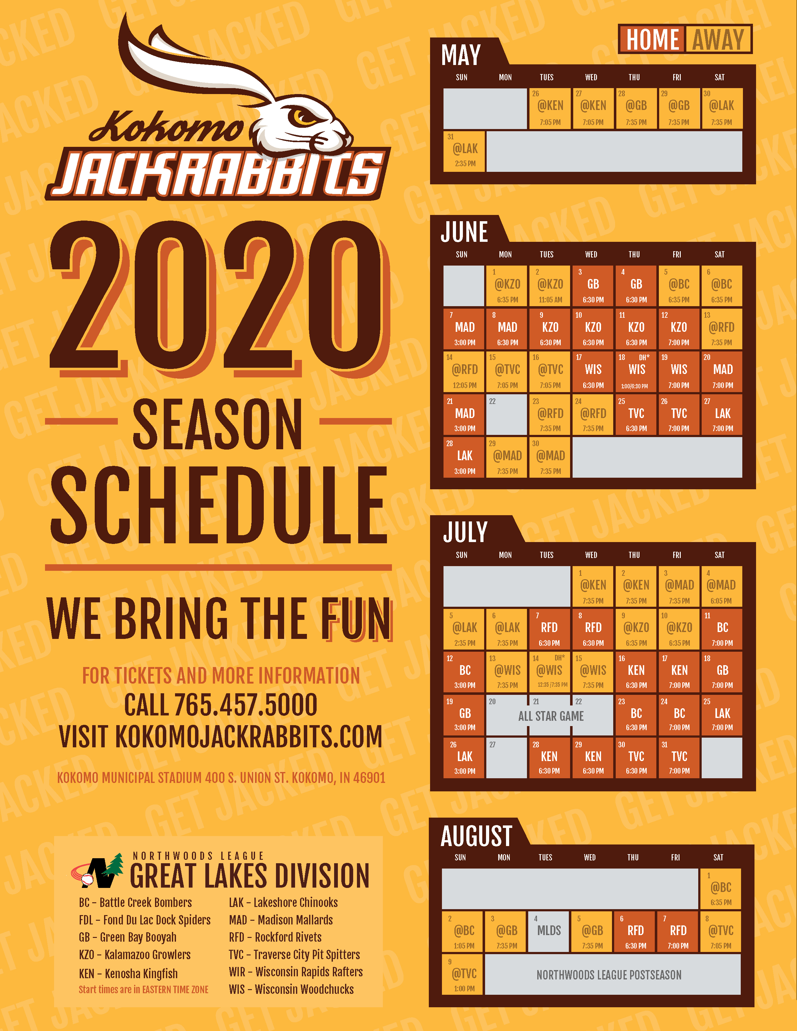 2020 Season Schedule