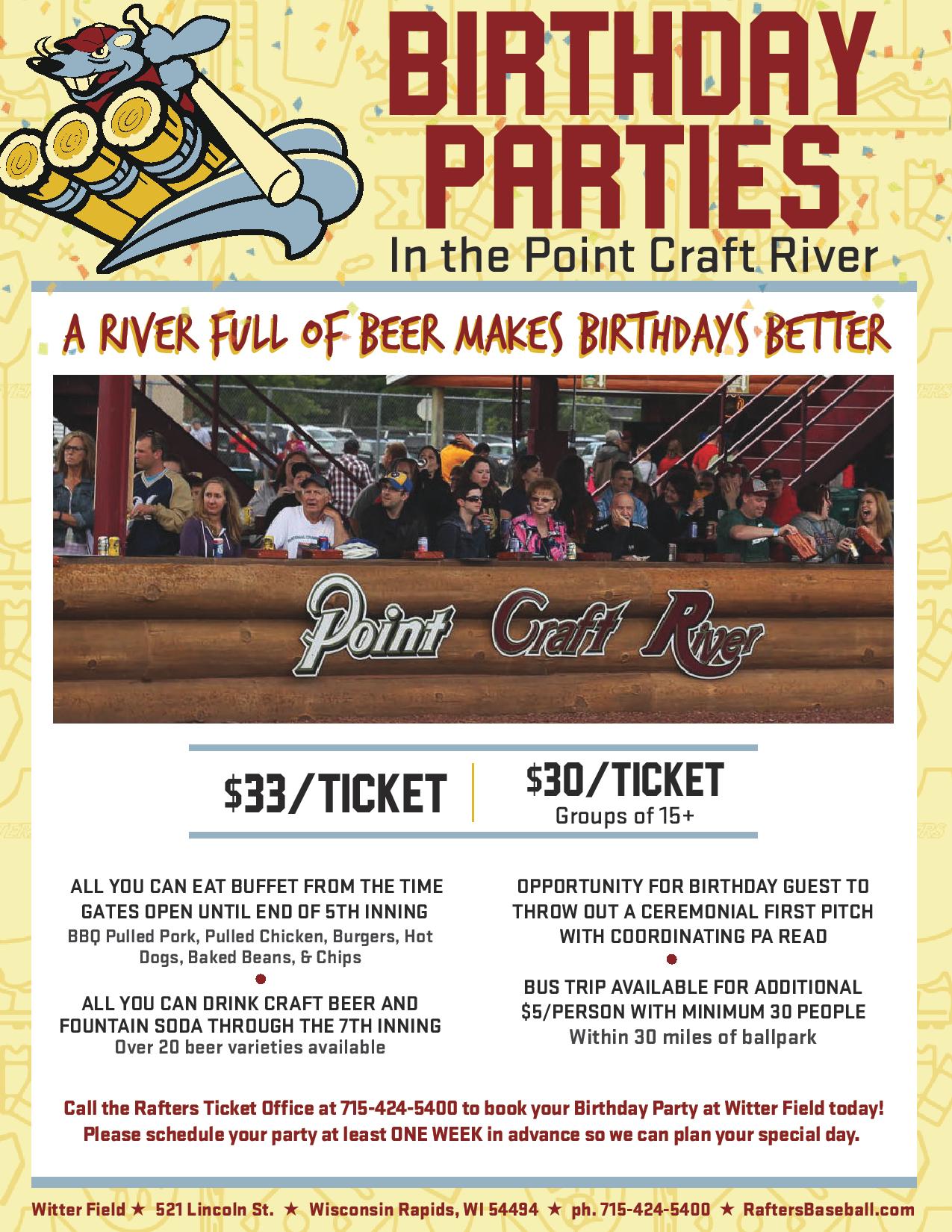 Birthday Parties-Adult - Wisconsin Rapids Rafters